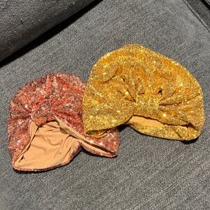 Sequin Turban Headbands - Gold and Pink